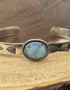 Oval Shape Golden Hills Turquoise Cactus Cuff 925 Sterling Silver Size 6 3/4