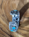 Breathtaking Blue Opal Inlay 925 Sterling Silver Cuff 68 Grams Size 6 3/4