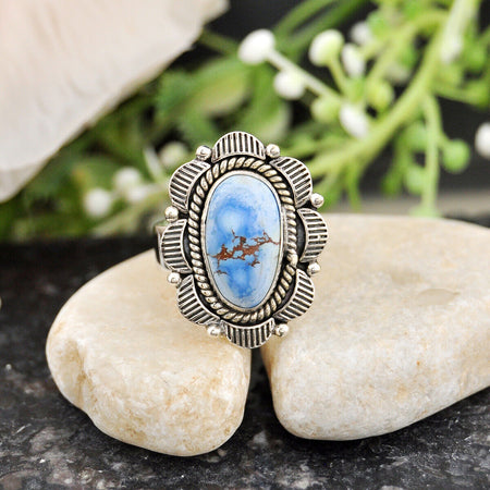 6.89cts Back Closed Golden Hills Turquoise 925  Adjustable Ring Size 7 4347