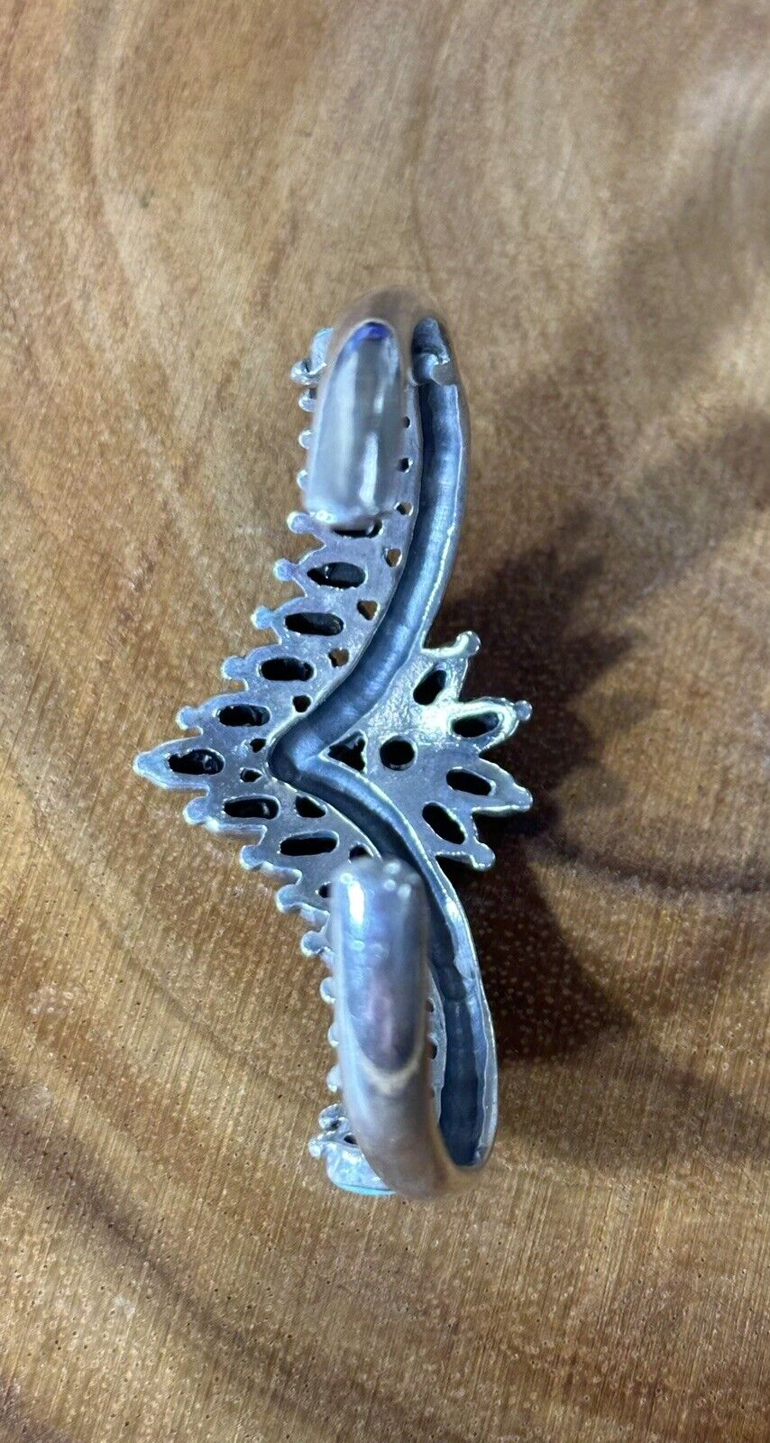 Goddess Blue Opal Inlay Cuff 925 Sterling Silver Size 6.5