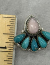 Turquoise And Pink Opal Natural Gemstone Earrings Sterling Silver 925 Post