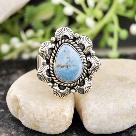 8.87cts Back Closed Golden Hills Turquoise 925  Adjustable Ring Size 7 4360