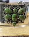 Lime Green Turquoise Dragonfly Cuff 925 Sterling Silver 78 Grams! Size 7.5