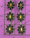 Statement earrings! Black Onyx, Tigers Eye, And Aurora Opal 925 Sterling Silver