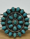 Turquoise Cluster Flower Cuff 925 Sterling Silver Size 6”