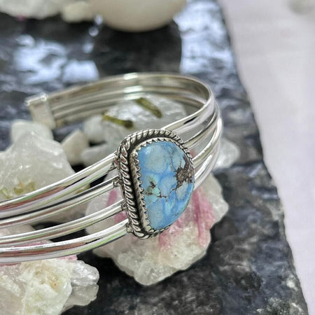 Golden Hills Turquoise 925 Sterling Silver Cuff! Size 7 to 8 Adjustable bb169