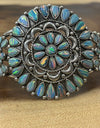 Beautiful!! Large Cluster Light Blue Opal Inlay Cluster Flower Cuff 925 Sterling