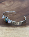 Royston Turquoise And Pink Opal Cactus Style Cuff 925 Sterling Silver Size 6.5