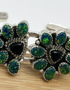 Green Aurora Opal And black Onyx Cuff 925 Sterling Silver 7”