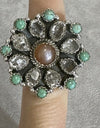 Herkimer Diamond Turquoise And Chocolate Moonstone Sterling Silver 925 Ring