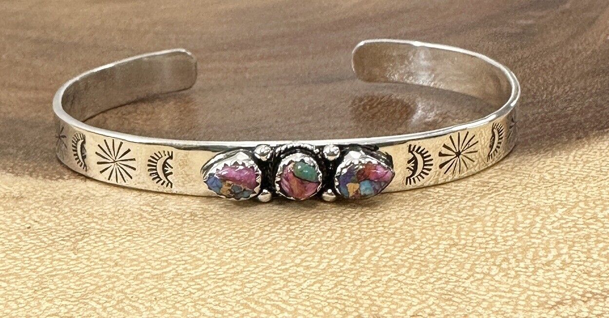 Pink Delilah Dainty Cuff 925 Sterling Silver Southwestern Style 7”