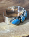 Kingman Turquoise 5 Stone Cuff 925 Sterling Silver Size 7 1/2