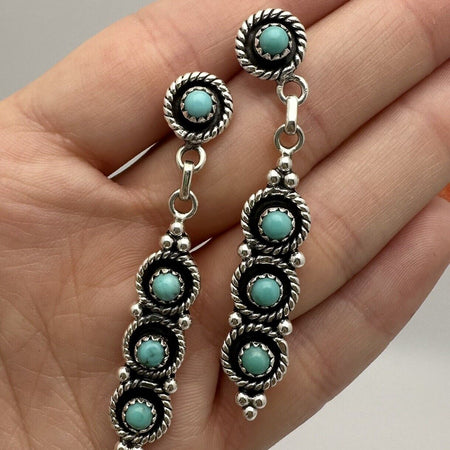Turquoise Dangle Earrings 925 Sterling Silver