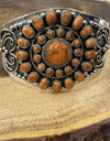 STATEMENT ORANGE MOJAVE TURQUOISE CLUSTER CUFF  925 Sterling Silver 8” 93 Grams!