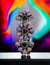 Bello Opal And Onyx Cluster Flower Cuff Bracelet  Sterling Silver 6.5 To 7 Size