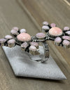 Pink Opal And Queen Conch Shell Adjustable 925 Sterling Silver Statement Ring