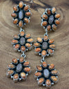 Statement Earrings! Orange Mojave Turquoise & Chocolate Moonstone 925 Sterling