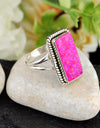 5.50cts Back Closed Hot Pink Opal Octagan Sterling Silver Ring Size 7.5 4806
