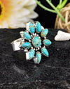 18.28cts Back Closed Blue kingman Turquoise Round 925 Ring Jewelry Size 7 4752