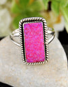 5.61cts Back Closed Hot Pink Opal Octagan Sterling Silver Ring Size 8.5 4814