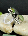 7.38cts Back Closed Natural Green Kingman Turquoise Silver Ring Size 6.5 4470