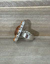 Sunstone And Orange Mojave Turquoise Statement Ring Adjustable 925 Sterling