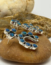 Blue/green Aurora Opal Naja/horseshoe Post Dangle Earrings 925 Sterling Silver