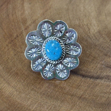 Southwestern Style Turquoise Ring 925 Sterling Silver Size 9 Closed Back