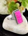 5.69cts Back Closed Hot Pink Opal Octagon Sterling Silver Ring Size 7.5 4815