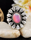 15.14cts Back Closed Fine Volcano Aurora Opal Crystal Silver Ring Size 7 4639