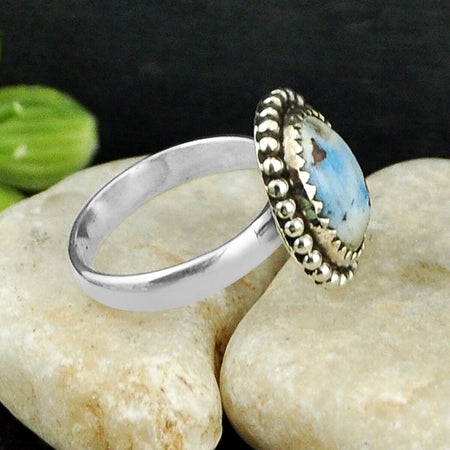 5.50cts Back Closed Golden hills  Turquoise Silver Ring Size 6.5 4465