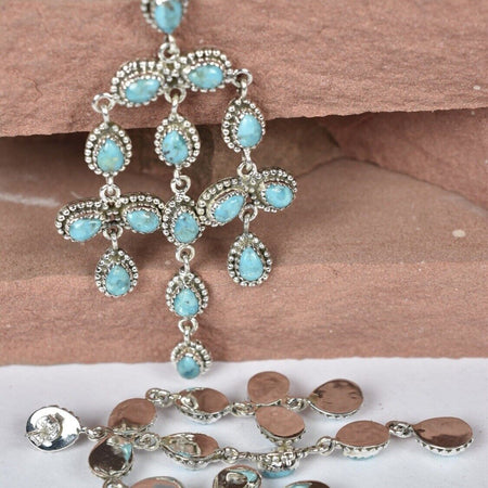 Statement Mohave Turquoise Chandelier Earrings 925 Sterling Silver