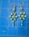 Turquoise Dangle Earrings 925 Sterling Silver Closed Back Southwestern Style