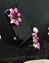 13.94cts Onyx pink Australian Opal (lab) 925 Silver cluster  Earrings 4484