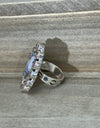 Statement Ring Pink And Blue Infused Opal And Rose Quartz 925 Sterling Silver
