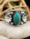 925 Silver 5.33cts Back Closed Green Turquoise Marquise Shape Ring Size 6 4636