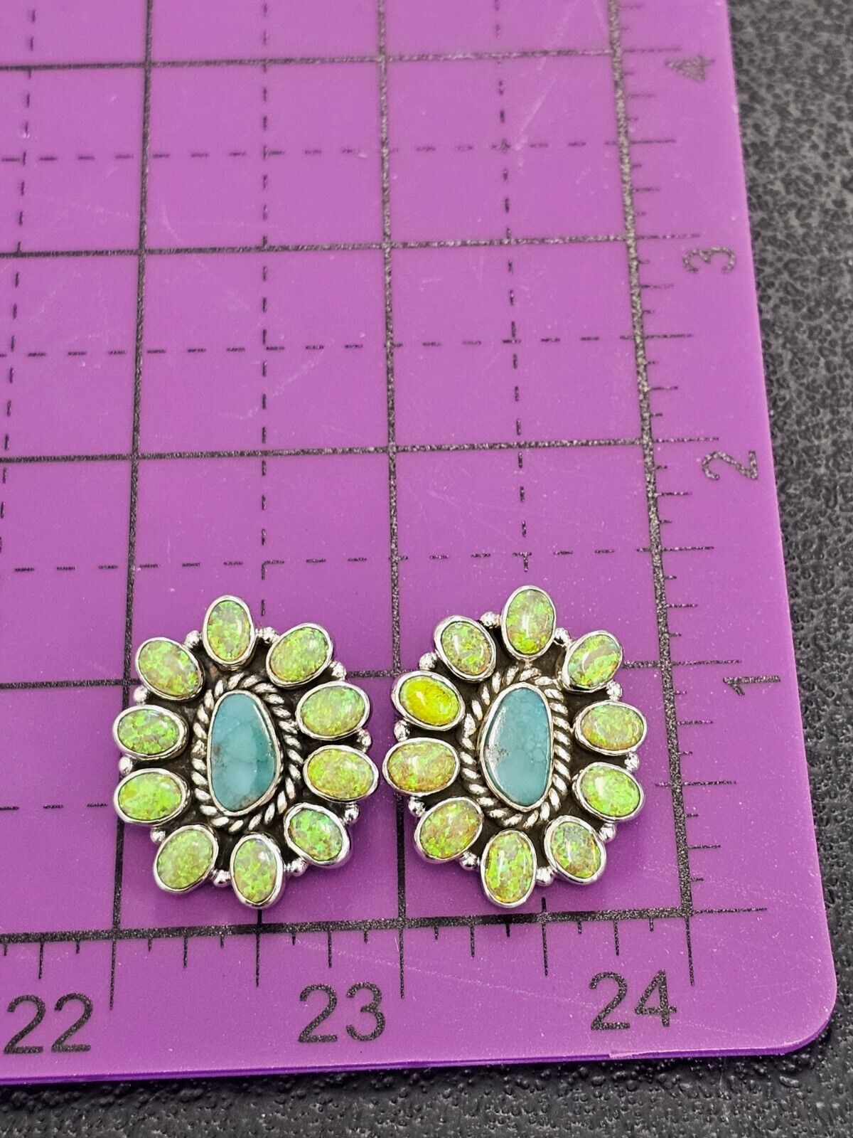 earrings for women Aurora Opal And Turquoise Statement Earrings 925 Clusters