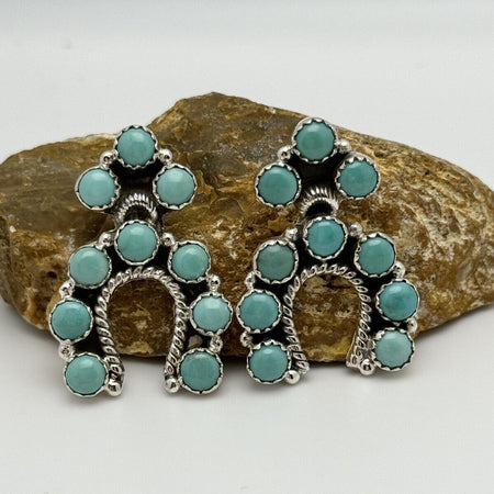 Turquoise Naja/horse Shoe Earrings 925 Sterling Silver Southwestern Style