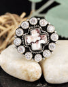 13.00cts Natural Wild Horse Magnesite Crystal 925 Cross Ring Size 6.5 4662