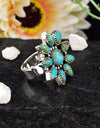 925 Silver 18.17cts Blue kingman  Turquoise Round Shape Ring Jewelry Size 7 4755