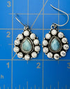 Larimar Surrounded By Cz Dangle Earrings 925 Sterling Silver Closed Back