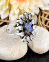16.07cts Purple Spiny Copper Turquoise Crystal Silver Cross Ring Size 6 4685