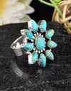 18.06cts Back Closed blue kingman Turquoise Round 925  Ring Jewelry Size 7 4749