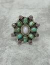 Turquoise Natural Pink Opal And Rose Quartz 925 Sterling Silver Ring Adjustable