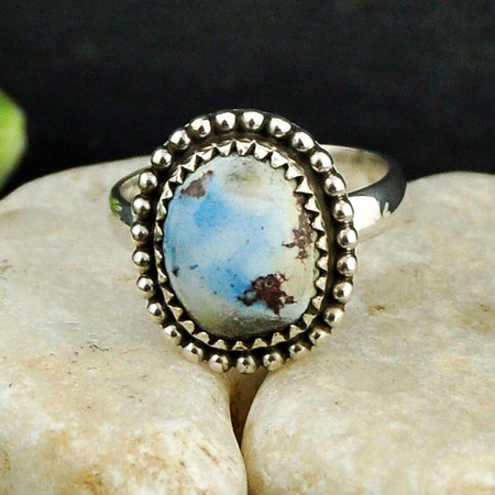 5.50cts Back Closed Golden hills  Turquoise Silver Ring Size 6.5 4465