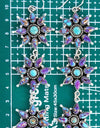 925 Cluster 56.49cts Turquoise Round Purple Spiny Copper Turquoise Earrings 4649
