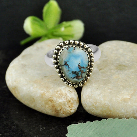 5.31cts Back Closed Golden Hills Turquoise 925 Sterling Silver Ring Size 7 4481