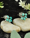 925 Silver 12.31cts Back Closed Natural Green Kingman Turquoise Earrings 4486