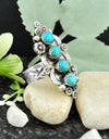 925 Silver 4.29cts 4 stone  Kingman Turquoise Adjustable Ring Size 7.5 4404