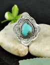 925 Silver 4.66cts Back Closed Natural blue  Kingman Turquoise Ring Size 7 4478